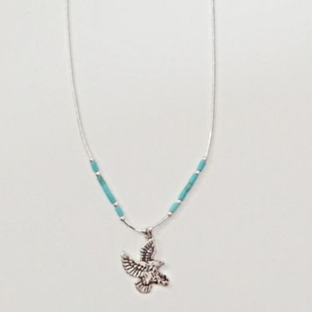 Sterling Silver Turquoise beads Eagle Necklace New